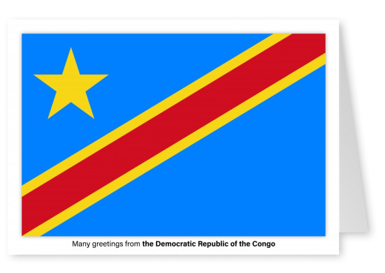 Ansichtkaart met een vlag van de Democratische Republiek Congo