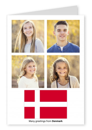 Ansichtkaart met de vlag van Denemarken