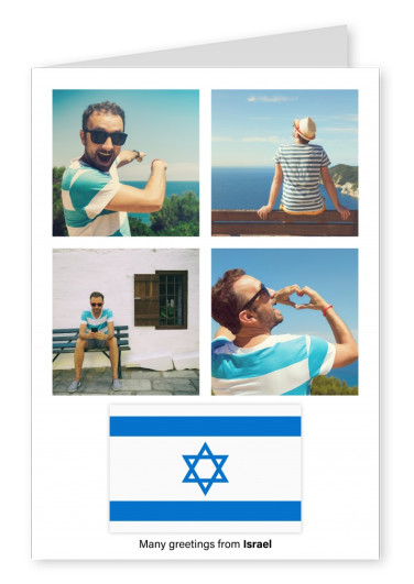 Ansichtkaart met de vlag van Israël