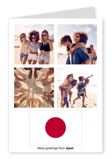 Ansichtkaart met een vlag van Japan