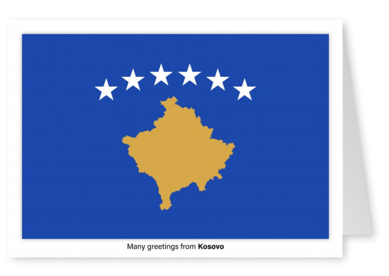 Ansichtkaart met een vlag van Kosovo