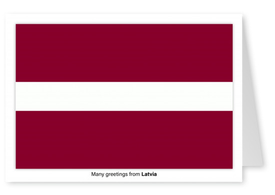 Ansichtkaart met een vlag van Letland