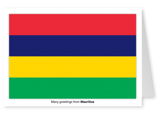 Ansichtkaart met een vlag van Mauritius