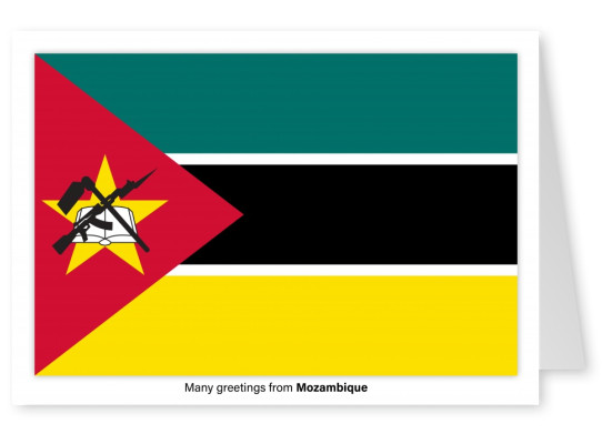 Ansichtkaart met een vlag van Mozambique