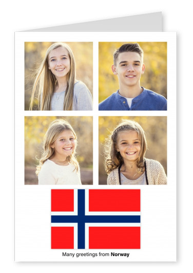 Ansichtkaart met de vlag van Noorwegen