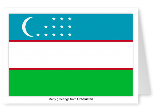 Ansichtkaart met een vlag van Oezbekistan