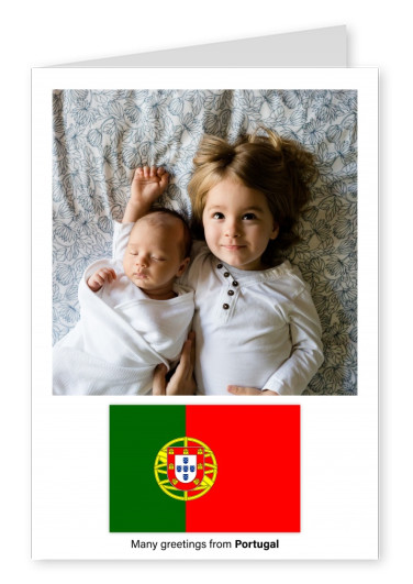 Ansichtkaart met de vlag van Portugal