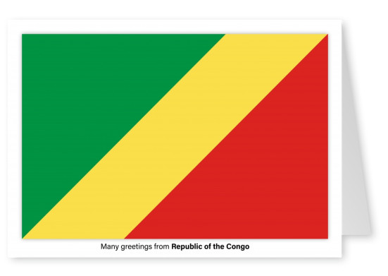Ansichtkaart met een vlag van de Republiek van de Congo