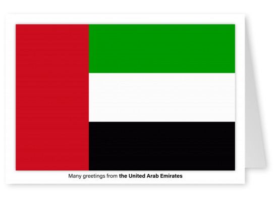 Ansichtkaart met een vlag van de Verenigde Arabische Emiraten