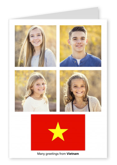 Ansichtkaart met een vlag van Vietnam