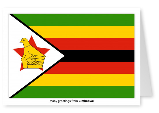 Ansichtkaart met een vlag van Zimbabwe