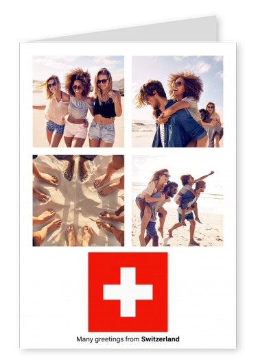 Ansichtkaart met de vlag van Zwitserland