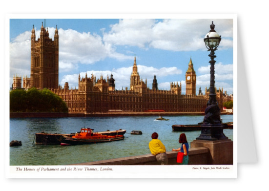 De John Hinde Archief foto ' Huis van het Parlement en de Rivier de Thames