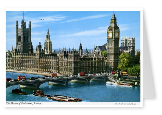 De John Hinde Archief foto ' Huis van het Parlement en de Rivier de Thames