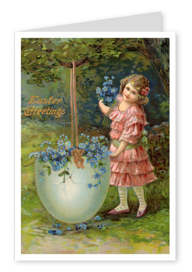 Easter greeting card in traditional, victorian age illustration style–mypostcard