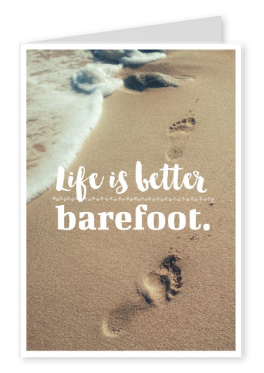 cartão postal de citação a Vida é melhor descalço