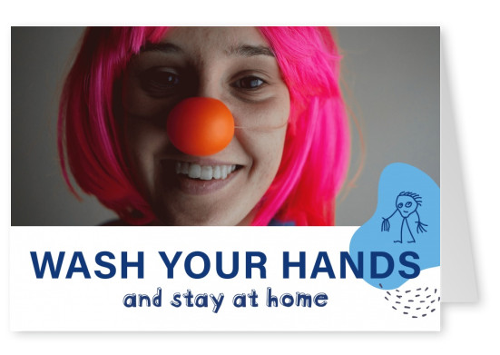 postcard Wash your hands and stay at home