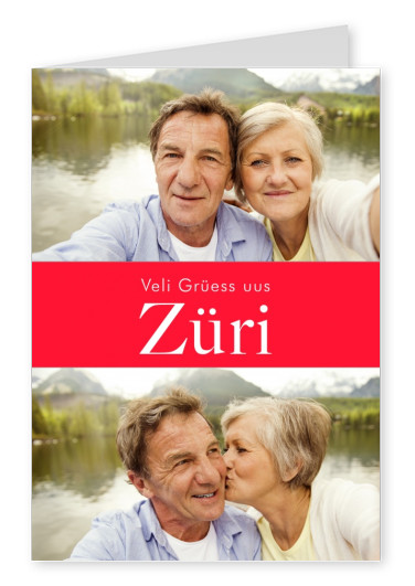 Zürich hälsningar i schweizisk-tysk dialekt röd vit