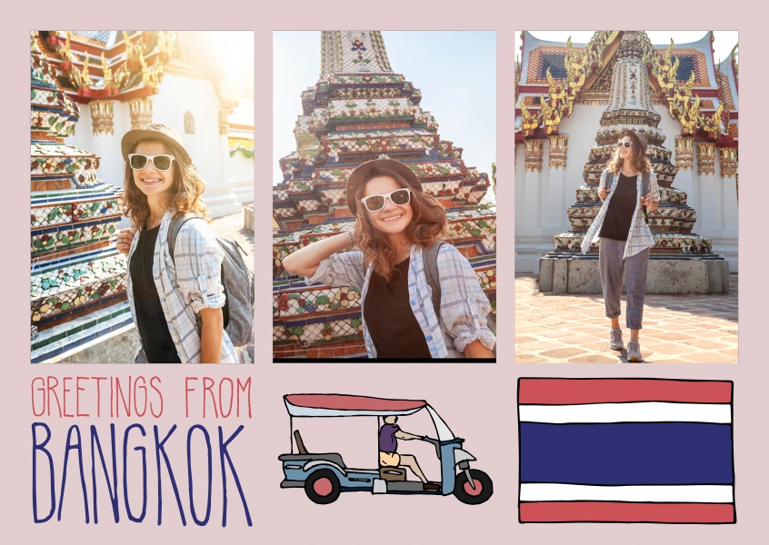template with illustrations from Bangkok