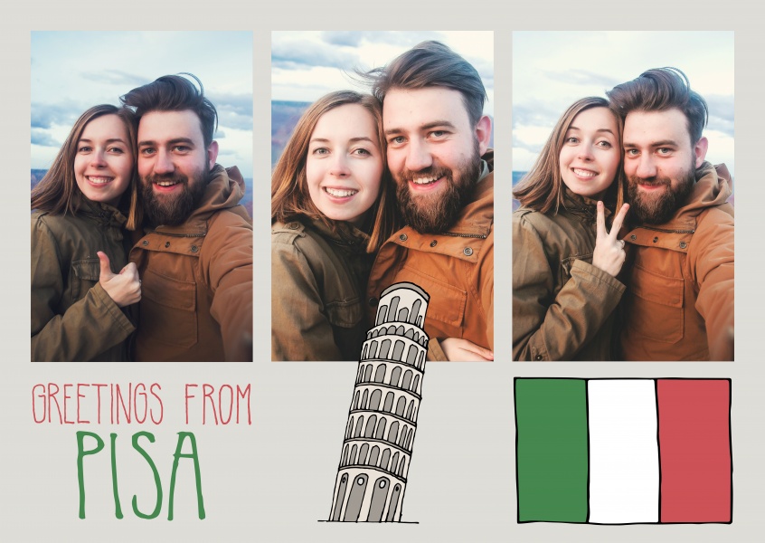template with illustrations from Pisa tower of Pisa and italy flag