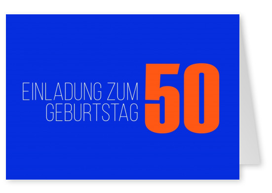 Einladung zum 50. Geburtstag mit blauem Hintergrund