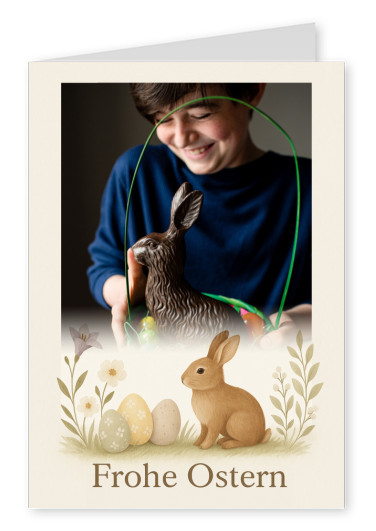 Frohe Ostern, mit Hase und Eiern