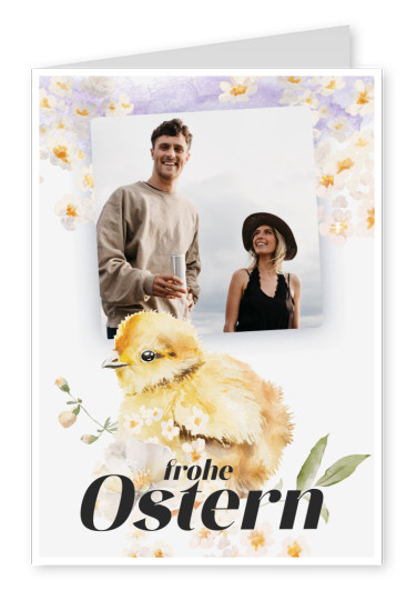 Postkarte Frohe Ostern mit Küken
