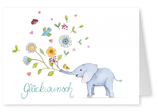 Glueckwunsch illustration mit Elefant