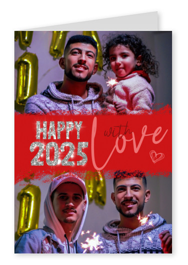 Postkarte Happy 2025 with love