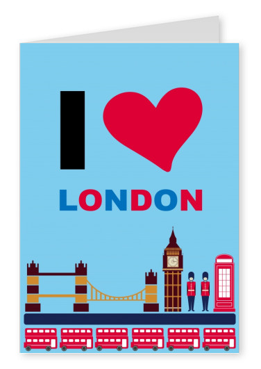 grusskarte mit I love London Schriftzug und grafischer Gestaltung