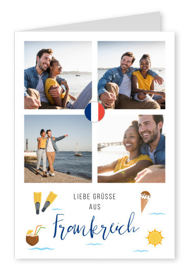 Meridian Design Postkarte Liebe Grüße aus Frankreich