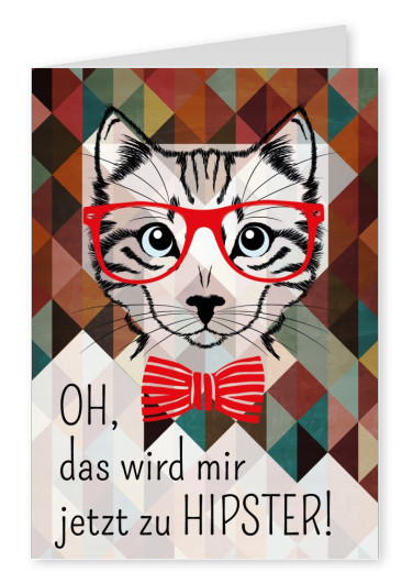 Lustige hipster Grusskarte mit Katzen Illustration und spruch
