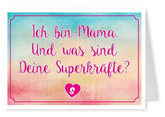 Mama-Spruch SuperkrÃ¤fte auf Leinwand-Hintergrundâ€“mypostcard
