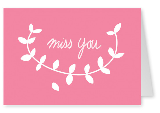 Miss you, handwritten card in pink