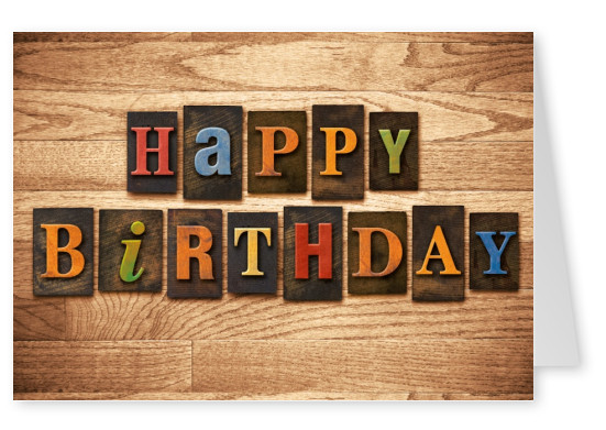 Retro Holzbuchstaben Happy Birthday