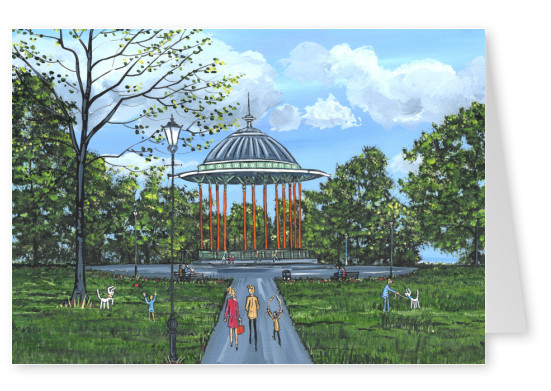Painting from South London Artist Dan Clapham bandstand summer