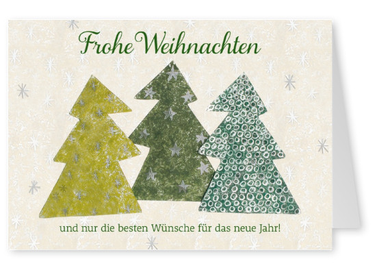 Weihnachts Grusskarte mit Aus Papier geschnittene Tannenbäumen