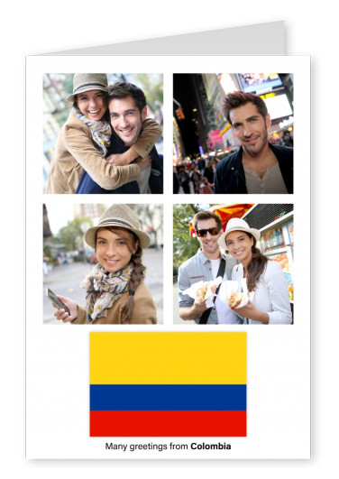 Postkarte mit Flagge von Kolumbien