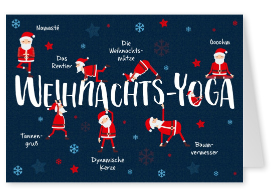 Weihnachts Grusskarte mit Illustration von Weihnachts-Yoga