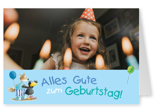 Alles Gute zum Geburtstag! - Fuchs und Rabe mit zwei Luftballonen