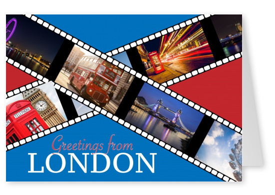grusskarte mit Analog Filmstreifen mit London Fotos