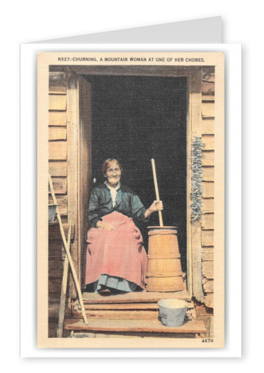 Asheville North Carolina Mountain Woman Churning Butter