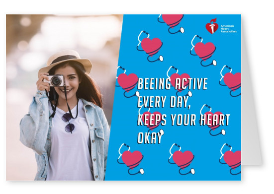 Card with quote being active every day, keeps your heart okay