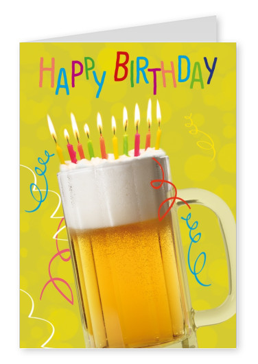 bierglas happy birthday geburtstag postkarte