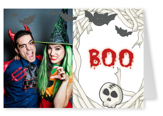 Over-Night-Design Halloween Postkarte Boo