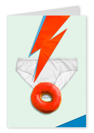 Kubistika roter donut mit Blitz und Unterhose