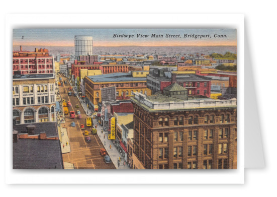 Bridgeport, Connecticut, birds eye view of main street