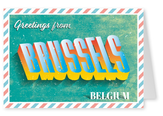 Grüße aus Brüssel Belgien Retro Schrift Grusskarte