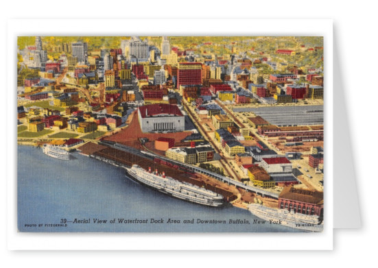 Buffalo, New York, Waterfront Dock and Downtown aerial view