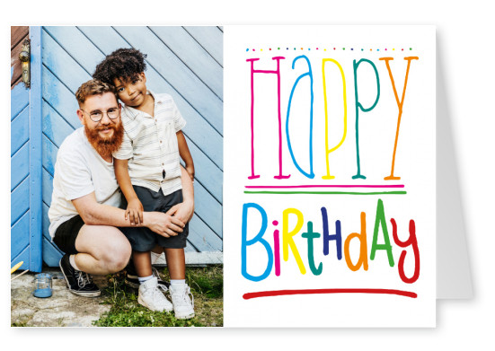 bunte buchstaben happy birthday postkarte